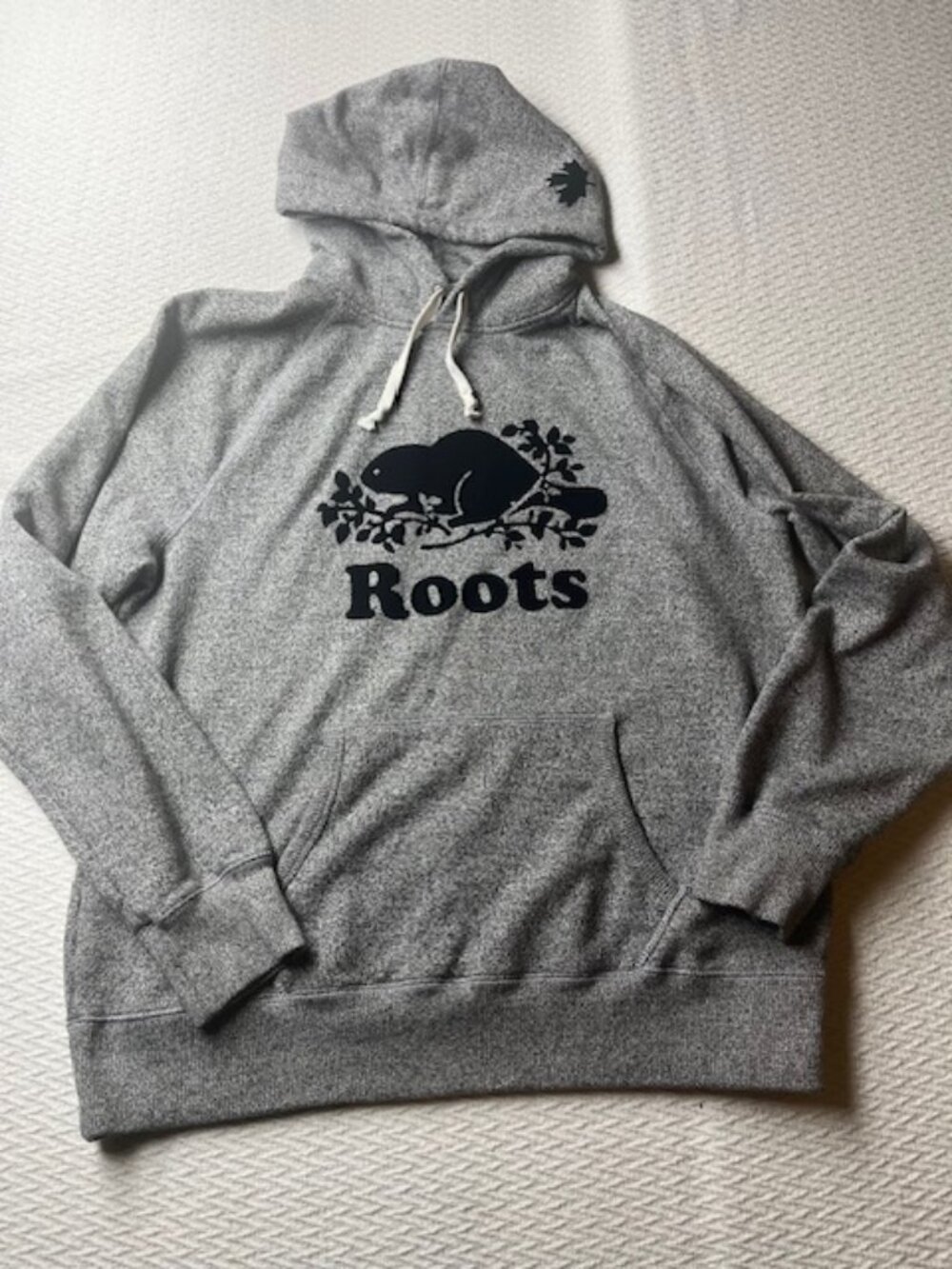 Roots Womens XL Pullover Hooded Kangaroo Pocket Sweatshirt Gray Oversized